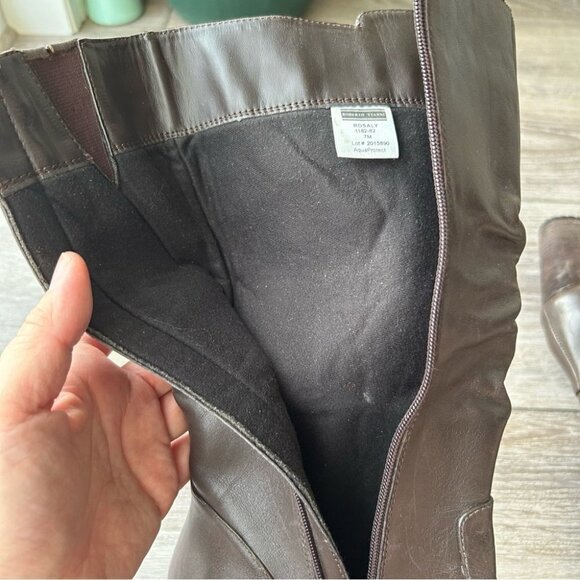 Blondo Rosaly Brown Leather Slouchy Heeled Mid Calf Boots Aqua Protect - Picture 14 of 16